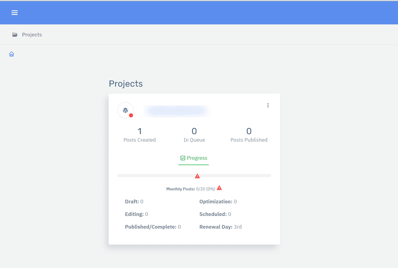 Content At Scale dashboard